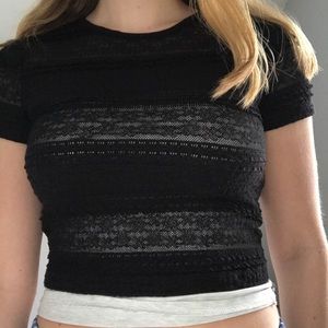 Black mesh crop top